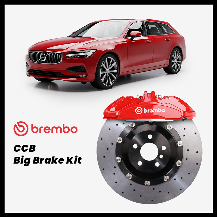 Volvo V90 Brembo OEM Ford Shelby GT350 Mustang 6-Piston Caliper with 390mm CCB carbon ceramic brake rotor