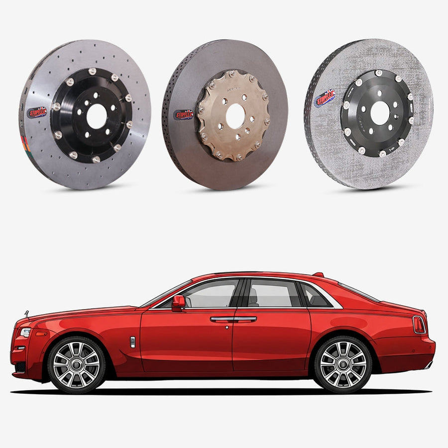 StopFlex continuous long-fiber carbon ceramic brake rotors upgrade for Rolls Royce Ghost RR21.