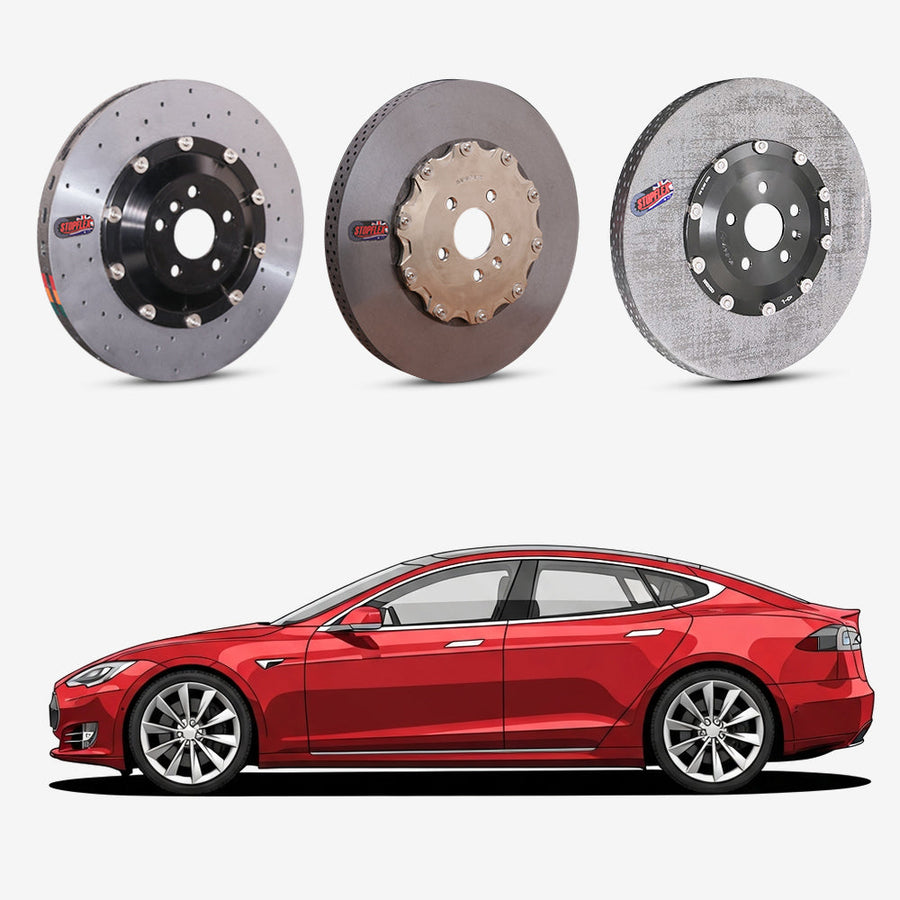 StopFlex continuous long-fiber carbon ceramic brake rotors upgrade for Tesla Model S Plaid.